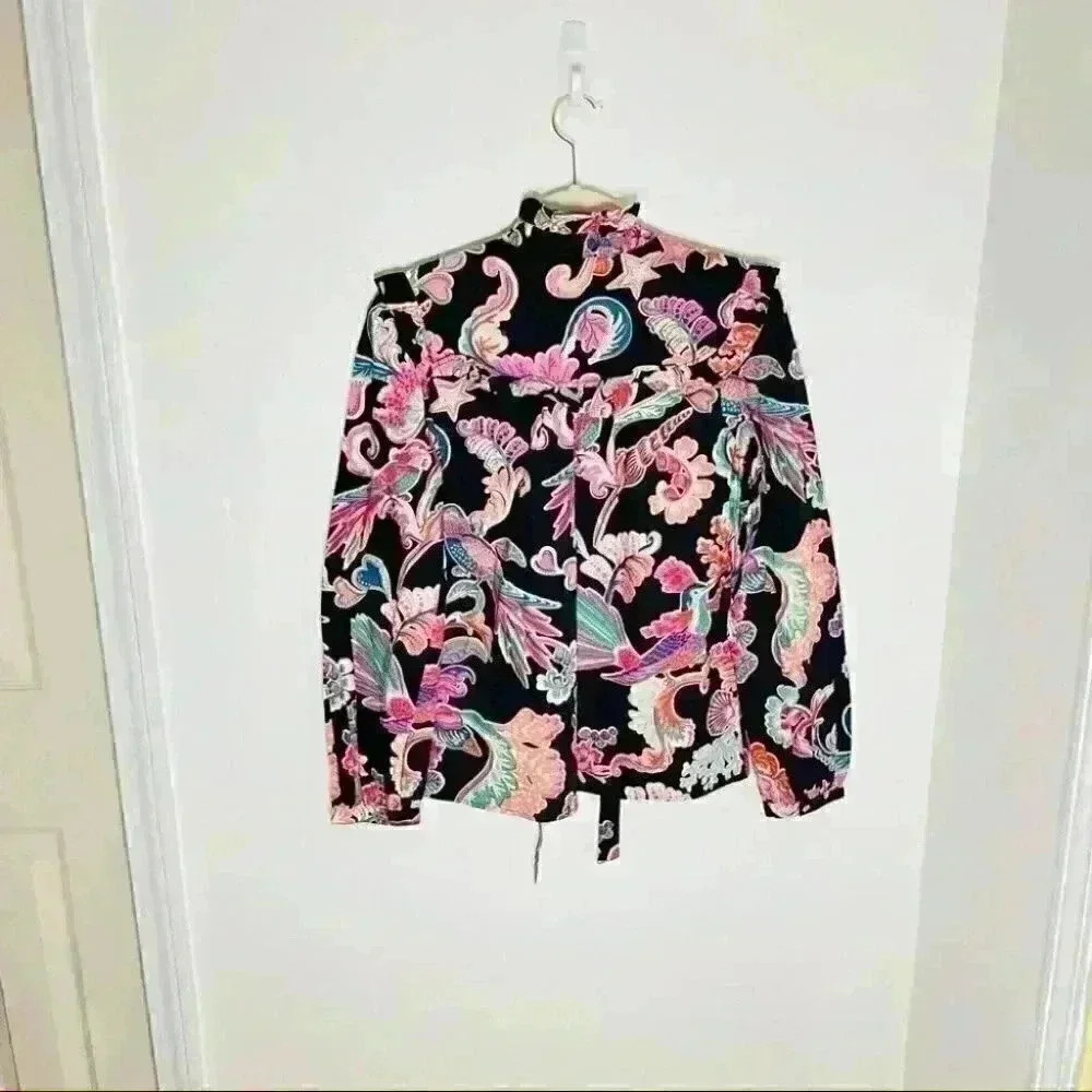 NWT Banjanan Bethany Tie Neck Ruffle Top Rococo Fantasy - Picture 6 of 8
